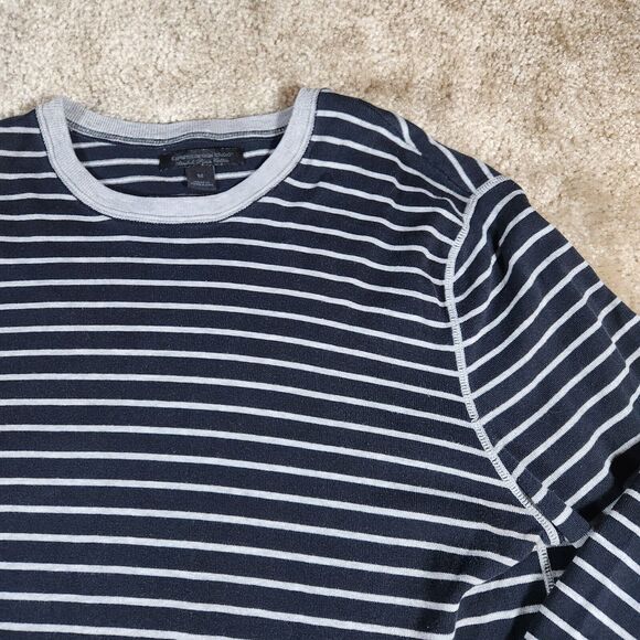 Express Design Studio Women Black Striped Long Sleeve Shirt M Pima Cotton #322 - Picture 2 of 7